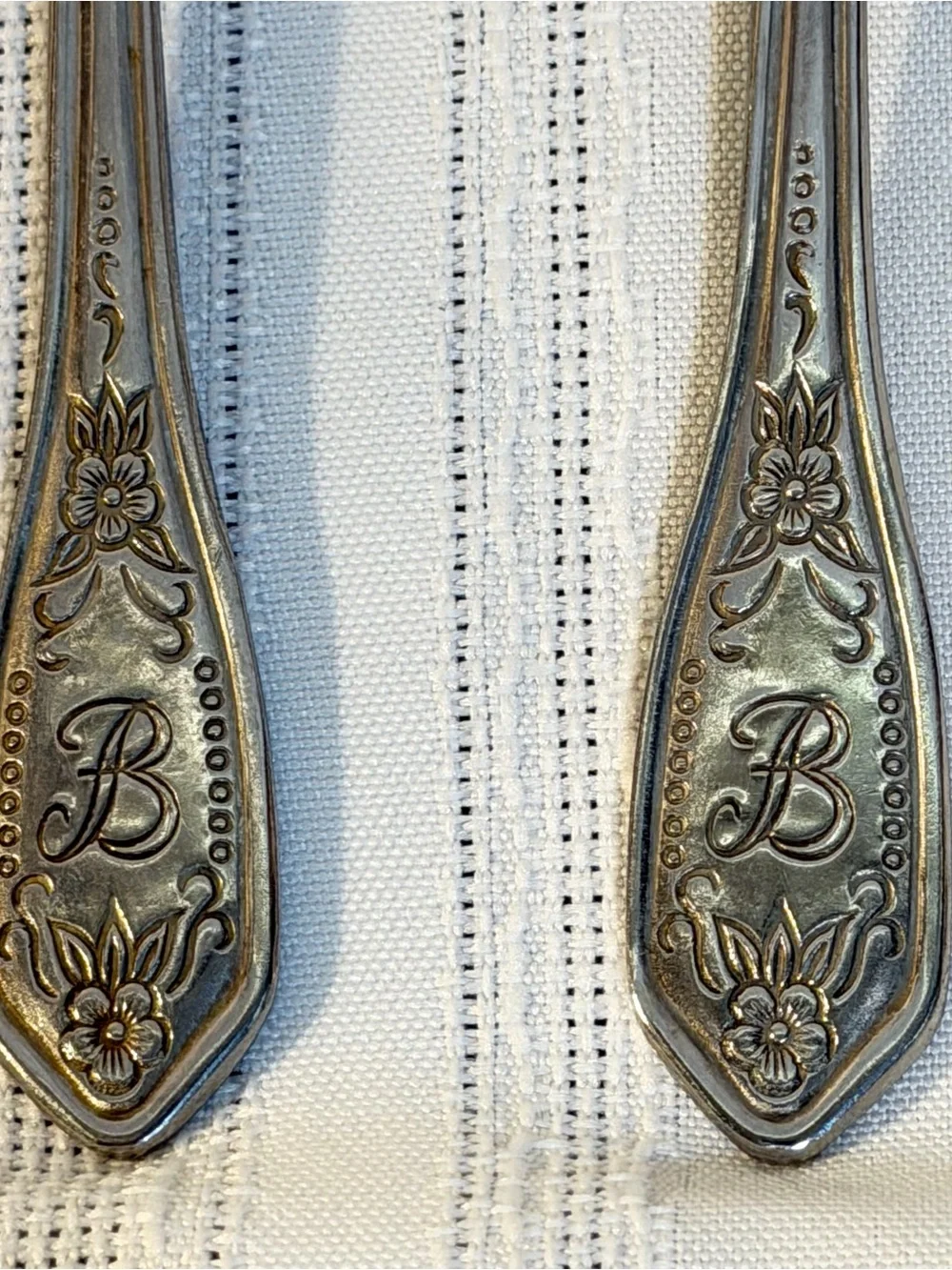 Monogram “B” 10 Pc Forks Spoons Butter Knives Customcraft Stainless Flatware